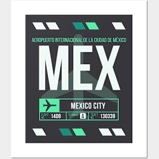 Mexico City (MEX) Airport Code Baggage Tag Posters and Art